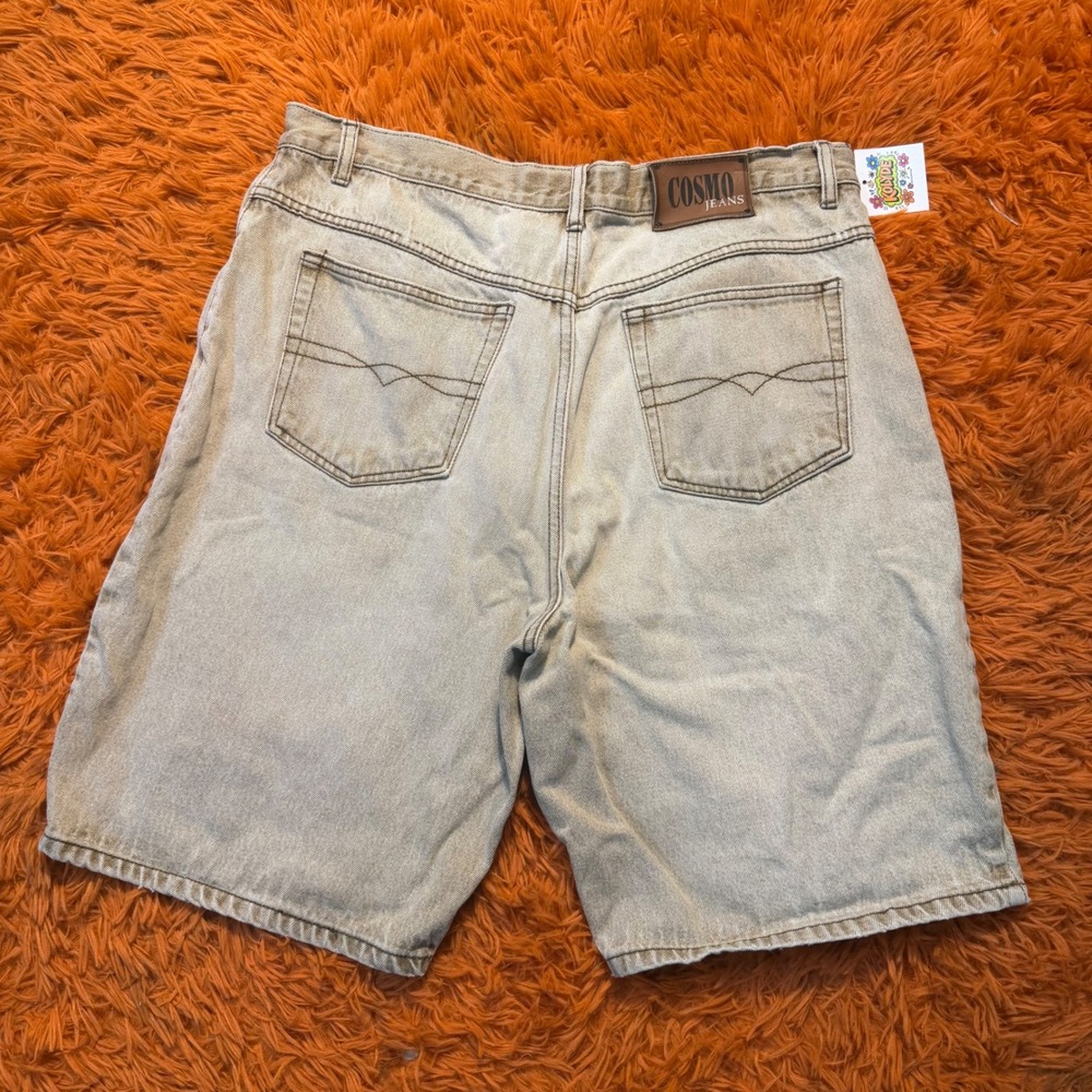 Vintage Cosmo Jeans Men 38 Tan Khaki Denim Shorts Baggy 90s Streetwear Skater